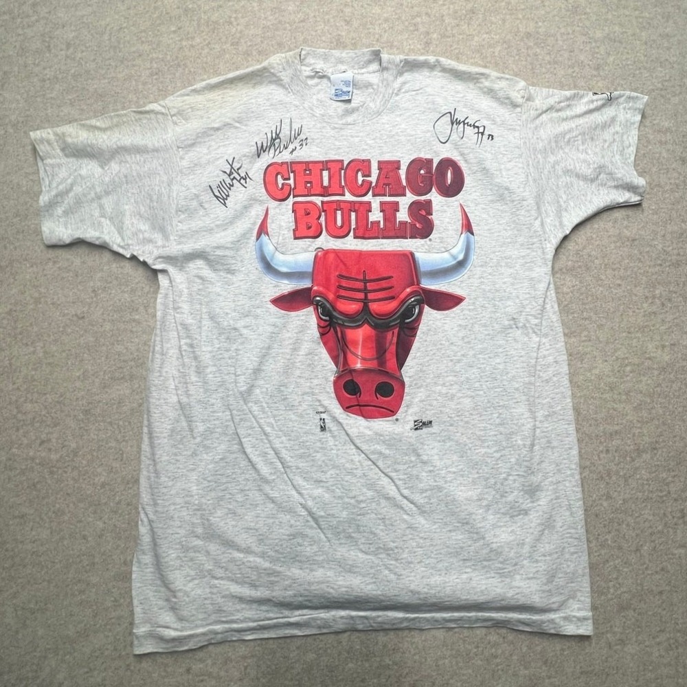 Salem Chicago Bulls T-Shirt Mens XL Gray Good Vintage 90s Single‎ Stitch Printed